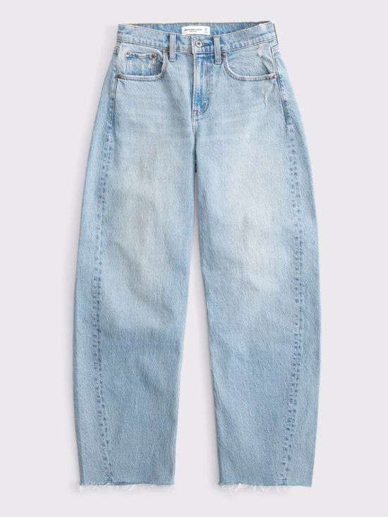 Abercrombie & Fitch Denim - Abercrombie & Fitch High Rise Barrel Jeans in Light Blue